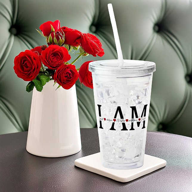 Copo De Acrílico Eu sou amado, escolhido, digno, vitorioso, o sufic (Criador carregado)