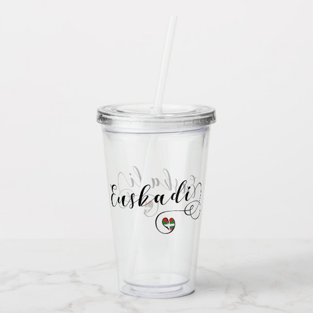 Copo De Acrílico Euskadi Basque Country Flag Heart (Verso)