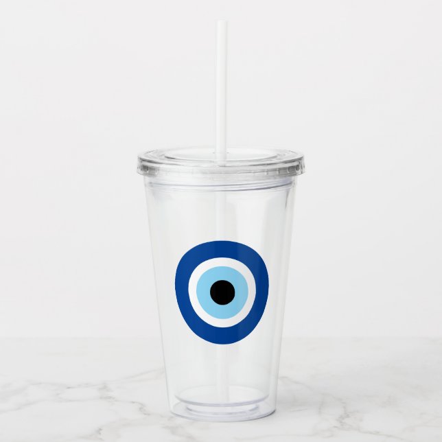 Copo De Acrílico Evil Eye Blue Mati Greek Turkish Symbol Clear (Frente)