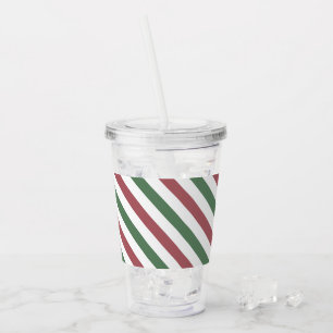Copo De Acrílico Faixas de Natal Personalizáveis