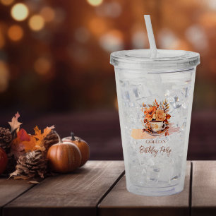 Copo De Acrílico Fall Floral Cottage Core Teacup Birthday Tea Party