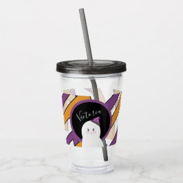 Copo De Acrílico Fantasma de Halloween Fofo Padrão Roxo