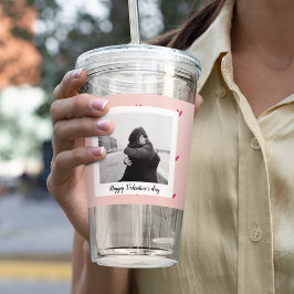 Copo De Acrílico Feliz dia de os namorados | Coração Rosa e Vermelh