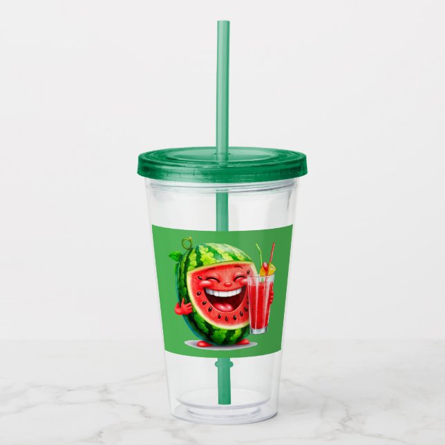 Copo De Acrílico 🍉 Feliz Verão da Melancia Bebida Charme 🍉 (Frente)
