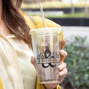 Copo De Acrílico Festa de casamento Preta Sr & Sra. Monograma Perso