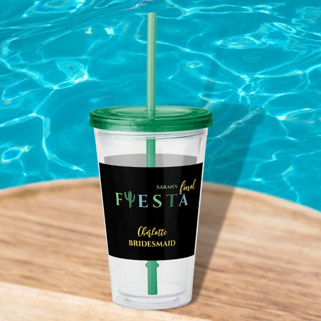 Copo De Acrílico Festa de solteira final Fiesta mexicana (final fiesta bachelorette party tumbler cactus green and yellow bachelorette party favors mexican)