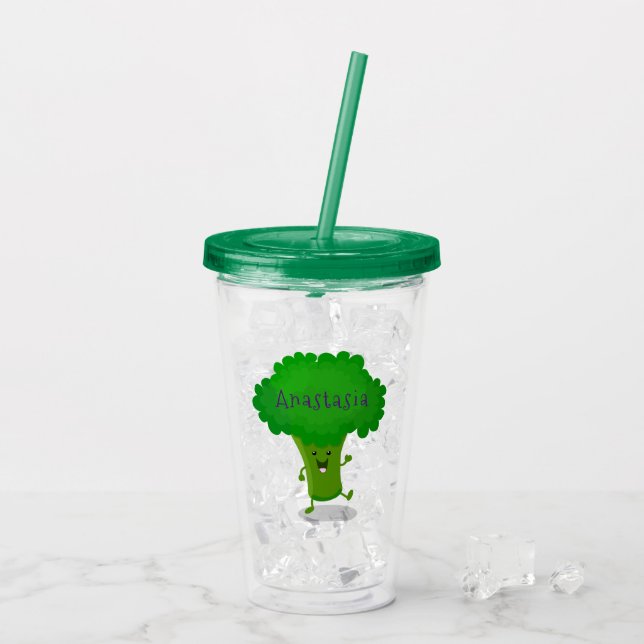 Copo De Acrílico Figura de desenho animado de brócolis dançante de  (Gelo traseiro)