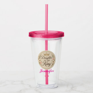 Copo De Acrílico Filha do Rei Personalizada (Rosa Fúcsia)