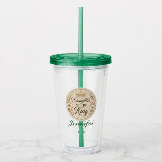 Copo De Acrílico Filha do Rei Personalizada (Verde Escuro)