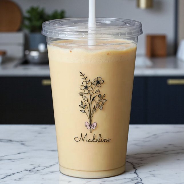 Copo De Acrílico Flor de Mês de Nascimento do Arco Rosa Personaliza (Criador carregado)