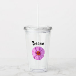 Copo De Acrílico Flor de Zínia Rosa Elegante Personalizada
