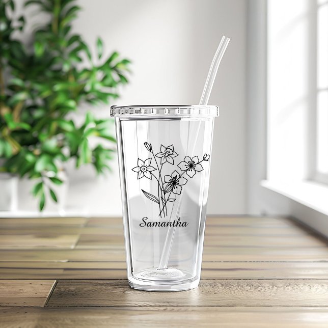 Copo De Acrílico Flor personalizada de nascimento com proposta de n (Criador carregado)