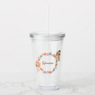 Copo De Acrílico Floral Fairy Tumbler com nome personalizado