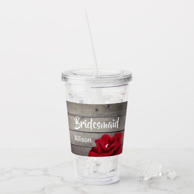 Copo De Acrílico Floral Russo de Script Bridesmaid Personalizado (Gelo frontal)