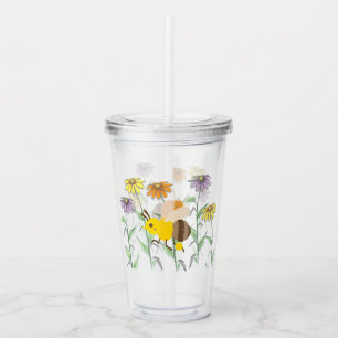 Copo De Acrílico Flores de Primavera de Mel Bonito