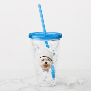 Copo De Acrílico Fluffy Dog com White Hat