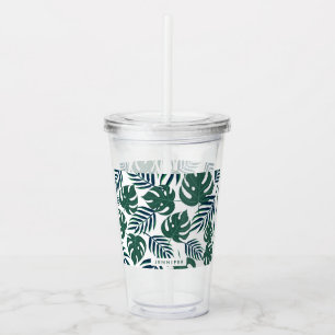 Copo De Acrílico Folhas tropicais