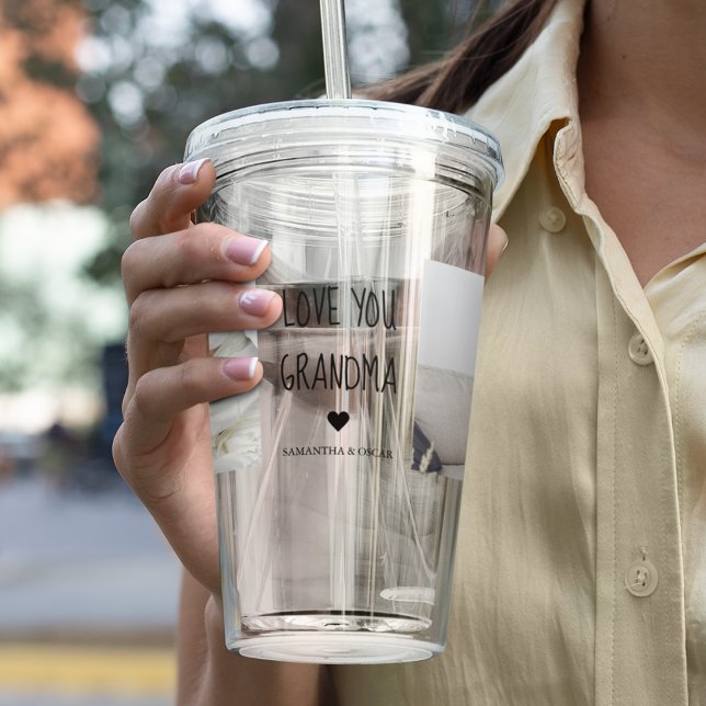 Copo De Acrílico Foto de Colagem Moderna Ama Sua Avó Melhor Present (Criador carregado)