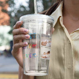 Copo De Acrílico Foto de Colagem Moderna e Melhor Mãe Colorida Nunc