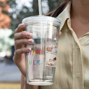 Copo De Acrílico Foto de Colagem Moderna e Melhor Mãe Colorida Nunc