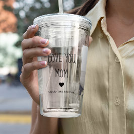 Copo De Acrílico Foto de Colagem Moderna Te Ama Mãe Melhor Presente