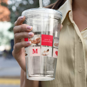 Copo De Acrílico Foto de Colagem Moderna Vermelha e Rosa, a melhor