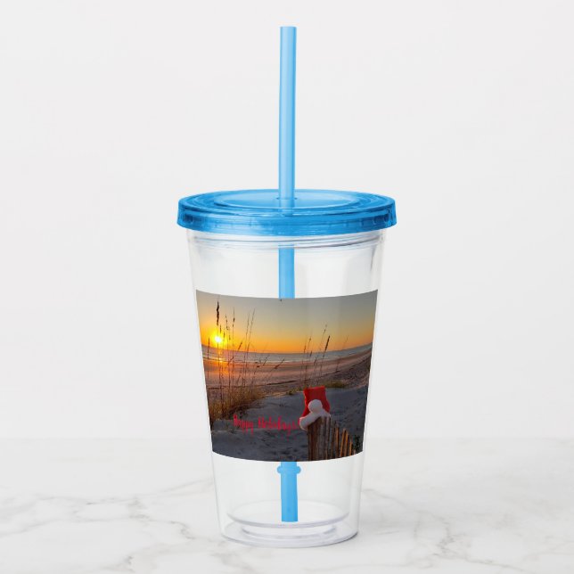 Copo De Acrílico Foto do tema Acrylic Tumbler com Holiday Beach (Frente)