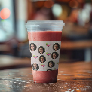 Copo De Acrílico Foto Personalizada Rosto e Coquetel Rosa Persona