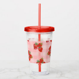 Copo De Acrílico Fresh Picked Tumbler Strawberry Fruit Acrylic Cup