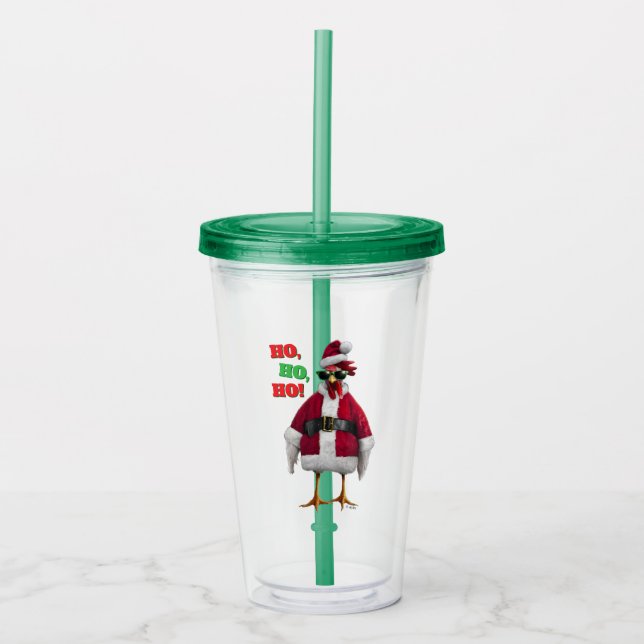 Copo De Acrílico Galinha do Papai Noel (Frente)