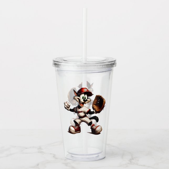 Copo De Acrílico Gatinho De Beisebol Enrola Para Cima (Frente)