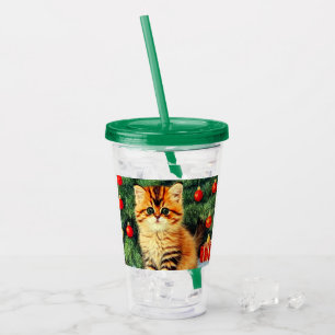 Copo De Acrílico Gato de natais vintages