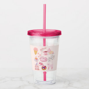 Copo De Acrílico Gatos Cor-de-Rosa