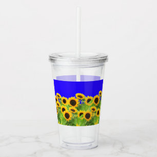 Copo De Acrílico Girassóis Acrílicos Tumbler Cores de Bandeira Ucra