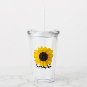 Copo De Acrílico Girassol Brilhante Tumbler acrílico personaliza