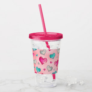 Copo De Acrílico Girly Glitter Hearts