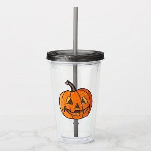 Copo De Acrílico Glitter Jack O'Lantern