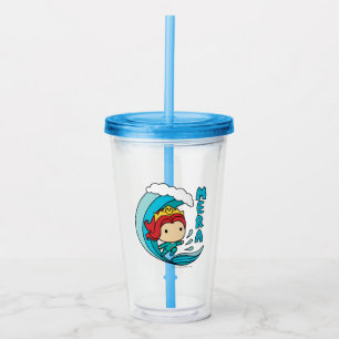 Copo De Acrílico Gráfico da onda da equitação de Aquaman Chibi