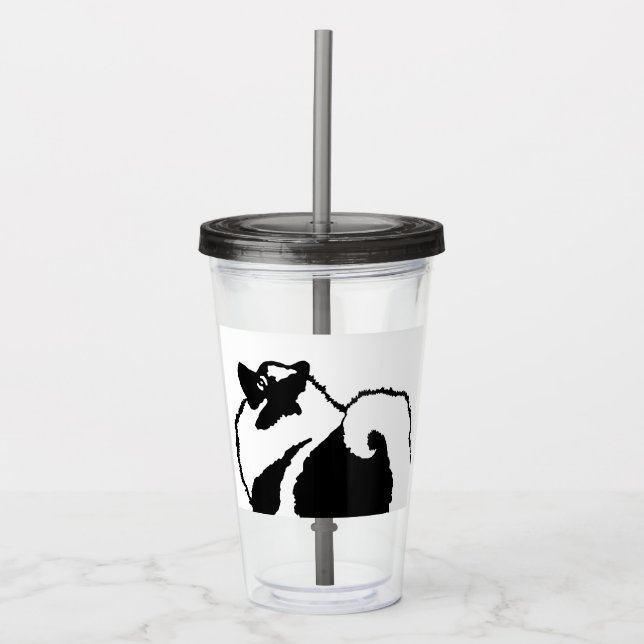 Copo De Acrílico Gráficos Keeshond - Arte de Cachorro Original (Frente)
