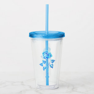 Copo De Acrílico Gravação de Rosa Azul