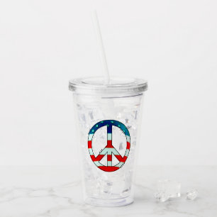 Copo De Acrílico Grunge Cloth American Flag Peace Sign