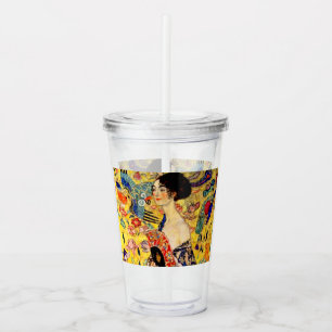 Copo De Acrílico Gustav Klimt Lady com ventilador
