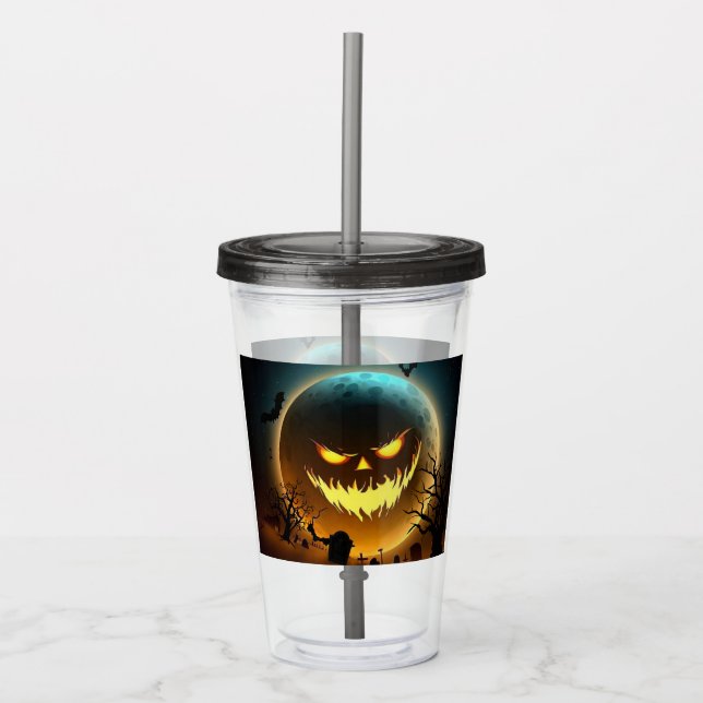 Copo De Acrílico Halloween/abóbora/lua/outono (Frente)