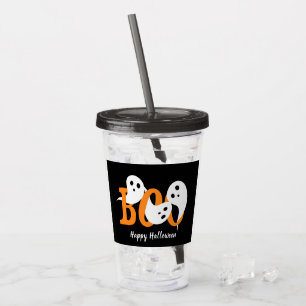 Copo De Acrílico Halloween Fantasmas Boo Negro
