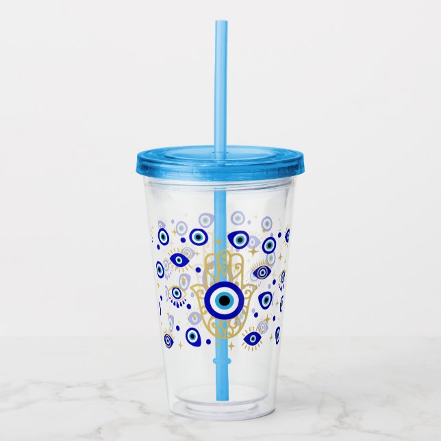 Copo De Acrílico Hamsa Mau Eye (Frente)