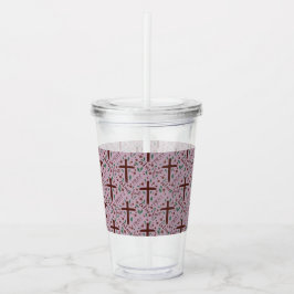 Copo De Acrílico Hand-drawn Lenten Cross and Roses Clear Tumbler