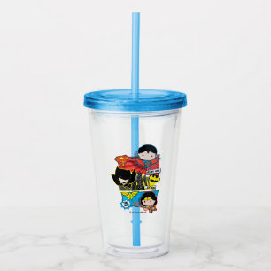Copo De Acrílico Heróis Chibi Prontos Para Ação!