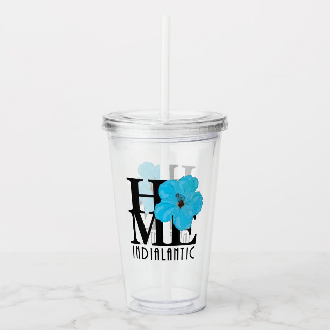 Copo De Acrílico Hibiscus azul indialânico da CASA (Frente)