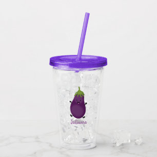 Copo De Acrílico Ilustração de desenho animado de beringela feliz