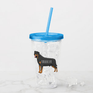Copo De Acrílico Ilustração de desenho animado de cão rottweiler